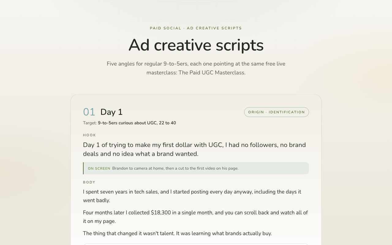 Ad creative scripts preview